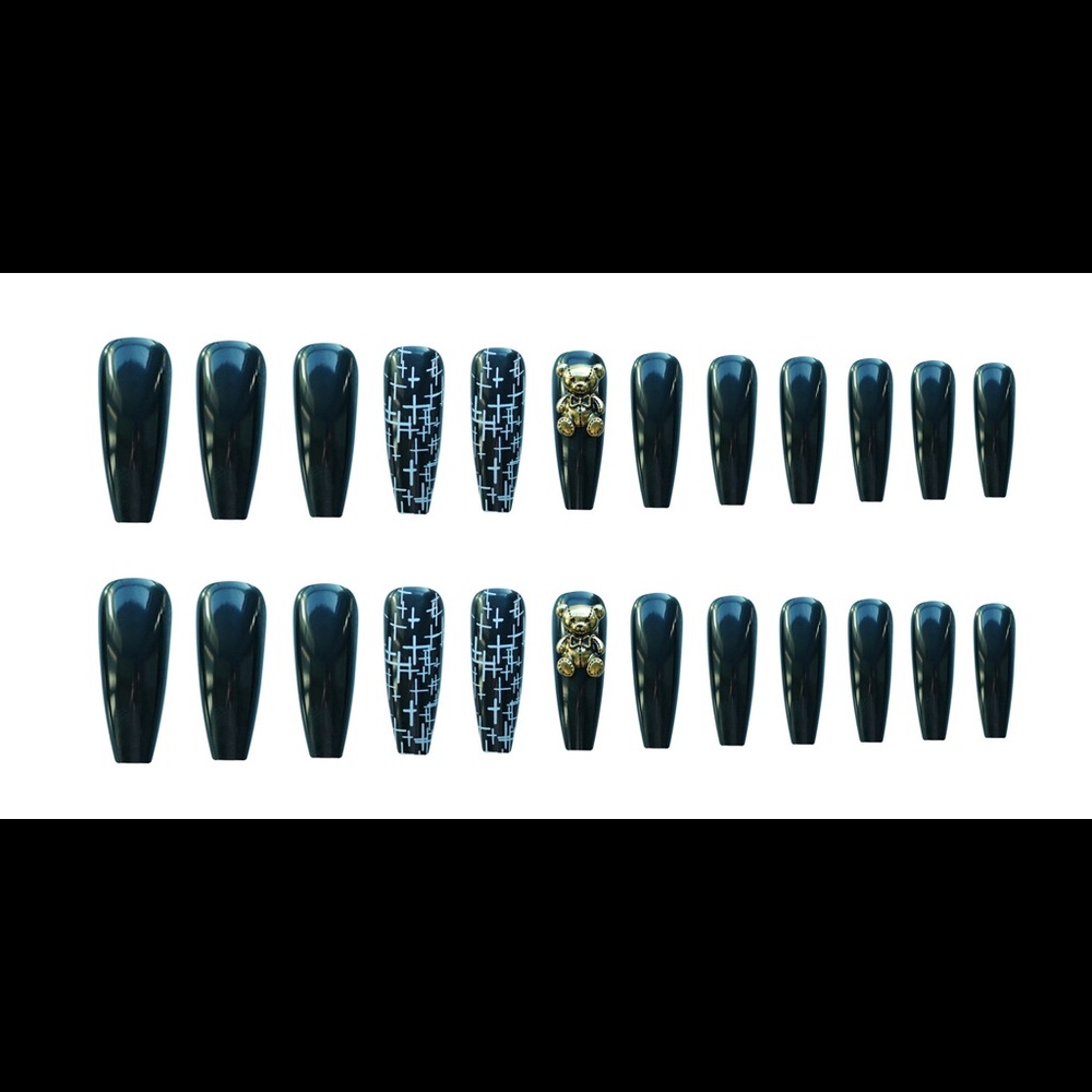 CLEAROUT🌹 Final sale💅 Press-on nails yellow bear 24 pics new in box - Picture 2 of 4